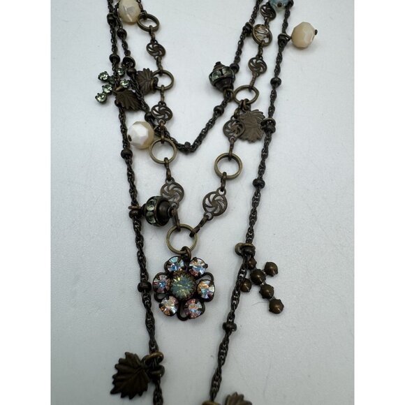 Liz Palacios Layered Necklace Crystal Beads Multi Strand Boho Vintage Jewelry - Picture 7 of 8